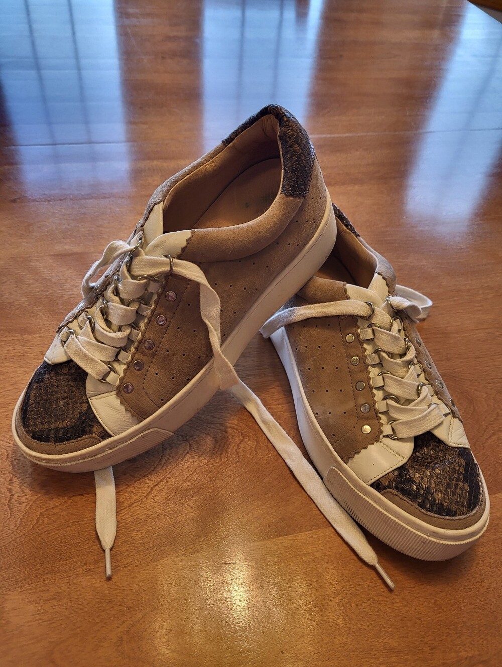 Joie Suede Snakeskin Platform Sneakers
